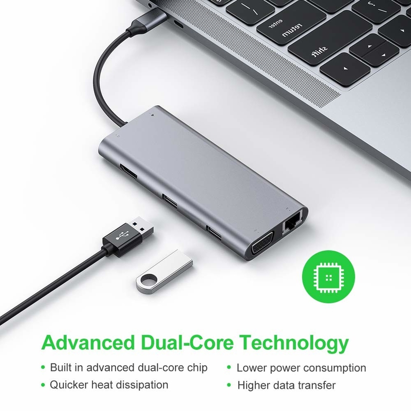 11 portów 11 w 1 USB Type C Hub 10 Gbps USB C Docking Station Plug And Play Integracja oprogramowania