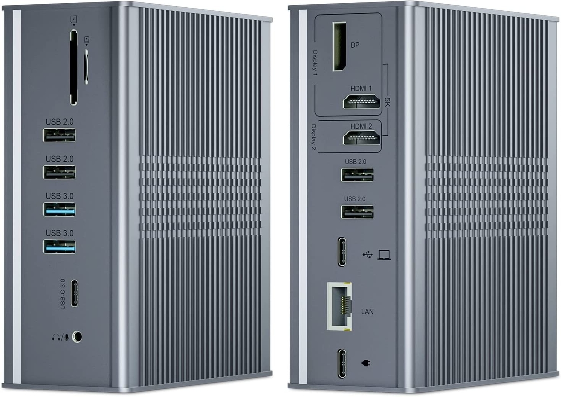 16 portów Displaylink USB C Hub Dual 4k 60hz 10Gbps USB Desktop Docking Station