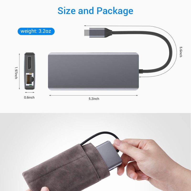 Srebrny przenośny adapter USB C z HDMI 3.5mm Audio Jack dla MacBook Pro