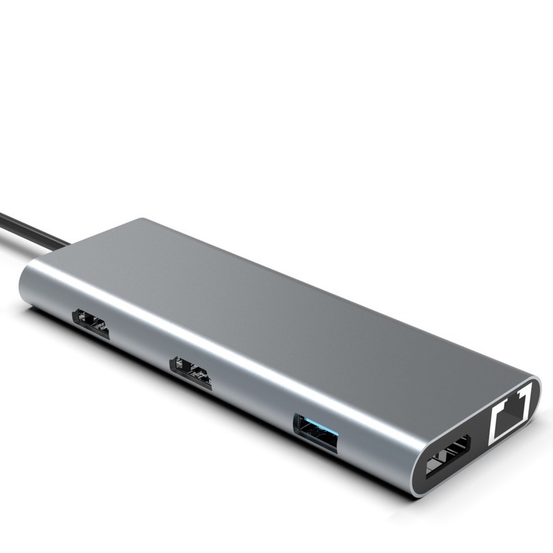 Typ C USB Hub Ethernet Docking Station Expand Macbook Połączenie szare dla dla laptopa