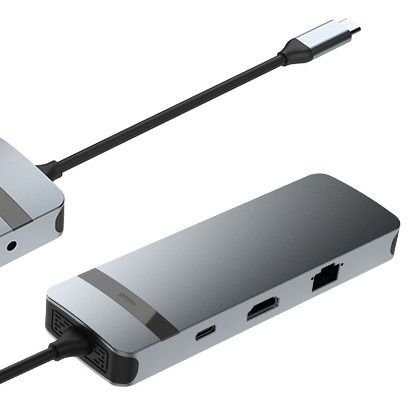 9-w-1 USB-C Hub Docking Station z 4K HDMI 100W PD USB 3.0 Card Reader Audio for MacBook