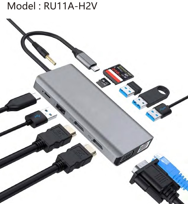 12 w 1 adapter typu C USB Hub z 4K HDMI VGA jack audio porty dla laptopa Macbook