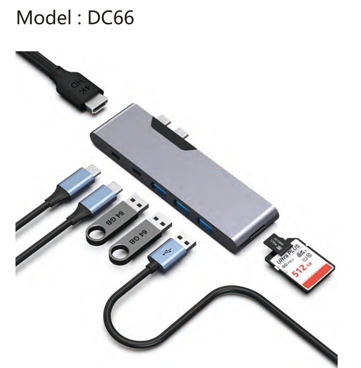 7-w-2 USB C Multiport Hub Adapter HDMI USB 3.0 SD TF Card Reader Dla MacBook Pro