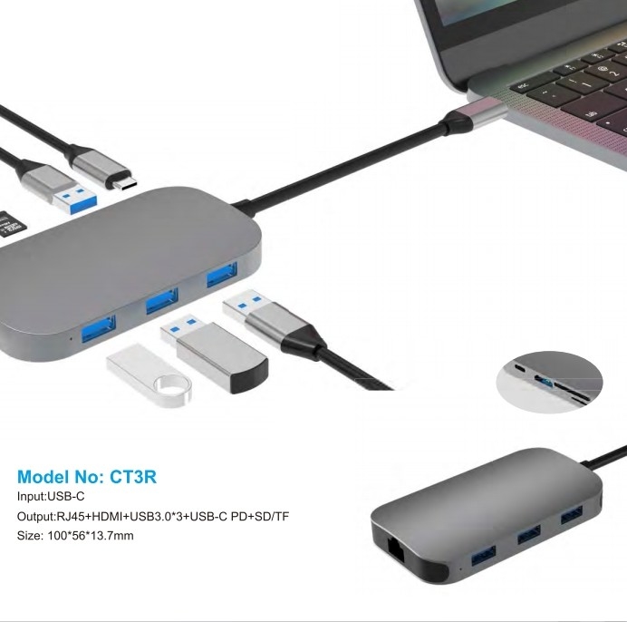 10/100/1000 Mbps Ethernet Adapter USB C Kompatybilny z systemami Windows/ MacOS/ Android/ Linux Do 10 Gbps Przesyłania danych