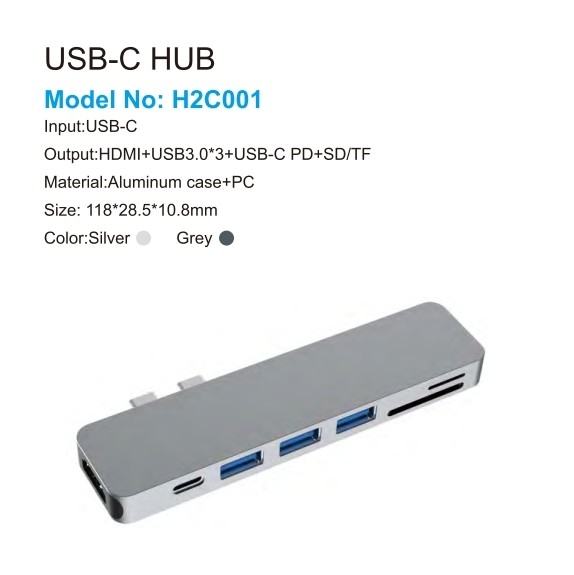 7 w 1 Dual Type C Hub Usb C Docking Station Wspiera 4K HDMI Card Reader For Mackbook Pro