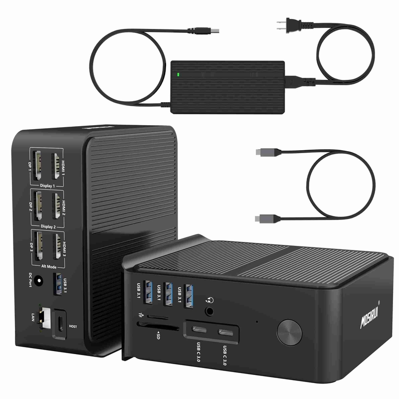 HDMI 4k 60hz Thunderbolt 3 Monitor Gigabit Ethernet Card Reader I Audio Combo Jack