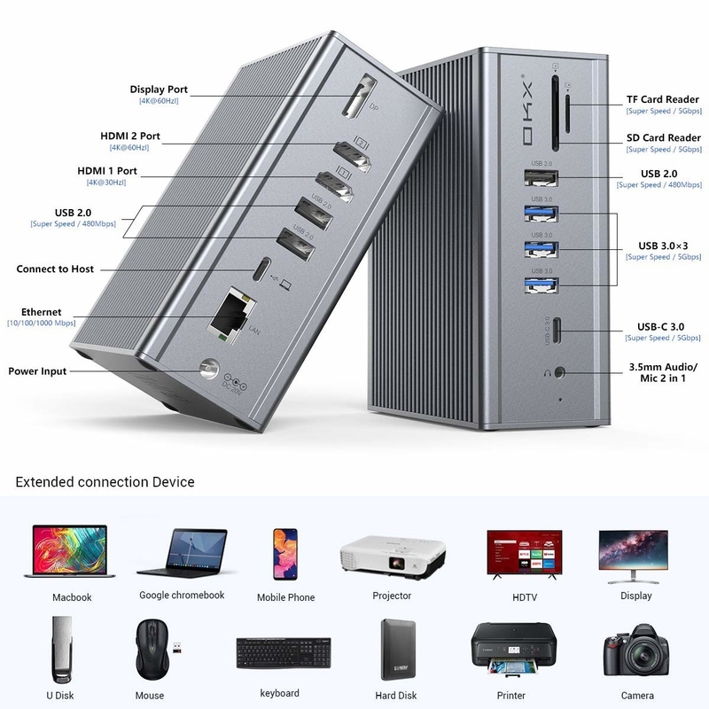 16 w 1 USB C Thunderbolt 3 Docking Station dla Macbook PC Laptop