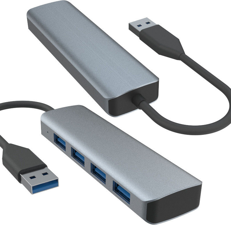 4 porty USB A Hub z zasilaczem Elegancki Czarny Szary Adapter Aluminiowy Hub Do Komputerów