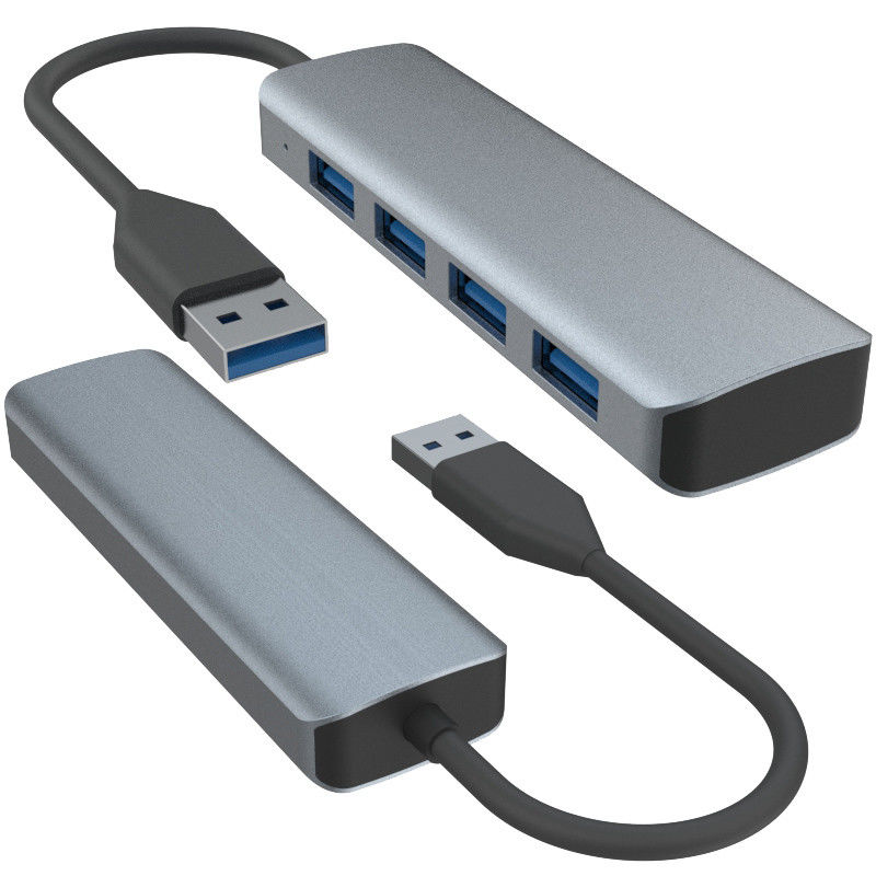 4 porty USB A Hub z zasilaczem Elegancki Czarny Szary Adapter Aluminiowy Hub Do Komputerów