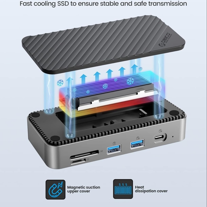 USB C Displaylink Docking Station z 10Gbps USB 3.2 Gen2 M.2 NVMe/SATA SSD Reader