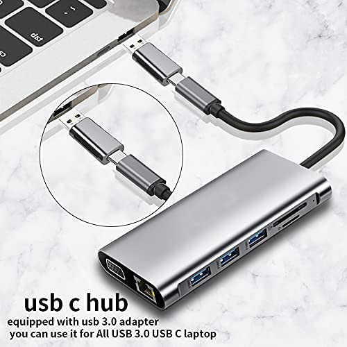 12 w 1 Dual HDMI USB C Hub USB C Adapter stacji dokującej VGA Ethernet 100W PD