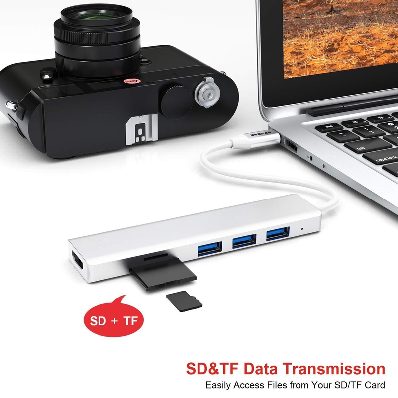 6 portów USB-C Hub Splitter Usb-C Expander Przenośny adapter USB Multiport Data Hub