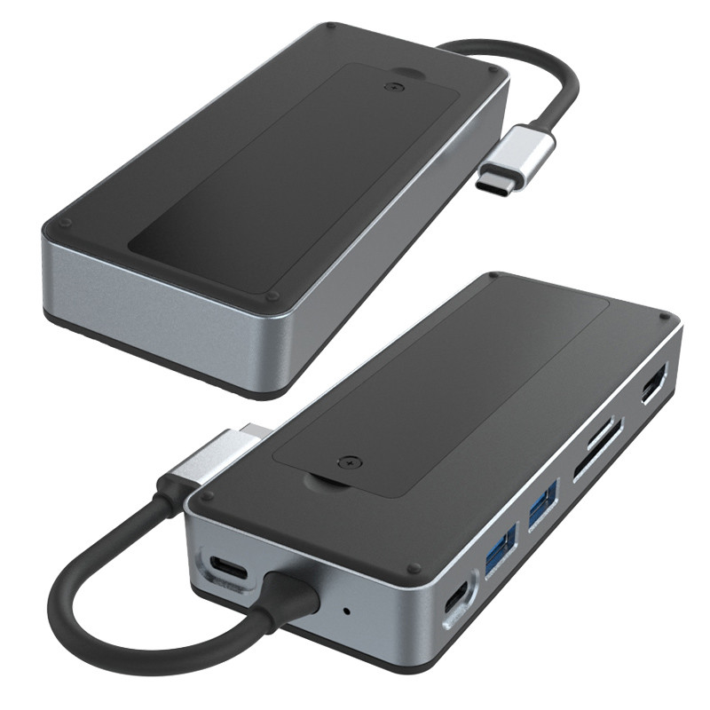 Aluminiowy USB C Hub 9 w 1 Stacja dokująca typu C z obudową SSD wielofunkcyjna