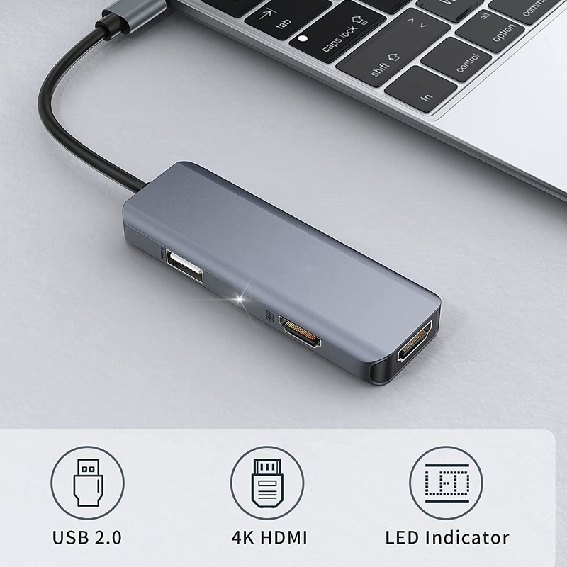 Dual HDMI USB C Dock Hub Aluminium USB C Adapter Monitor 3 w 1 Dongle Z 4K HDMI