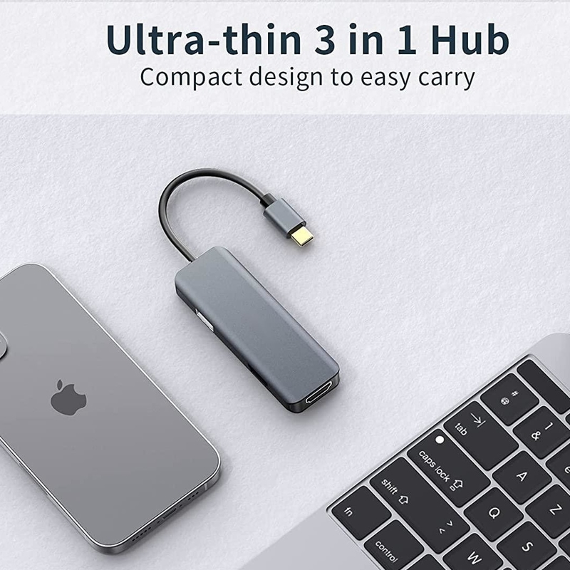Dual HDMI USB C Dock Hub Aluminium USB C Adapter Monitor 3 w 1 Dongle Z 4K HDMI