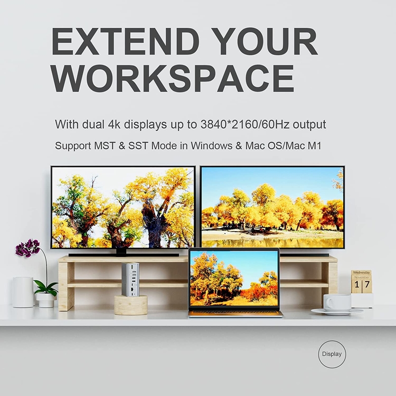 Laptop USB C Docking Station Triple Monitor 16-In-1 USB C Dock z łączyką wyświetlaną