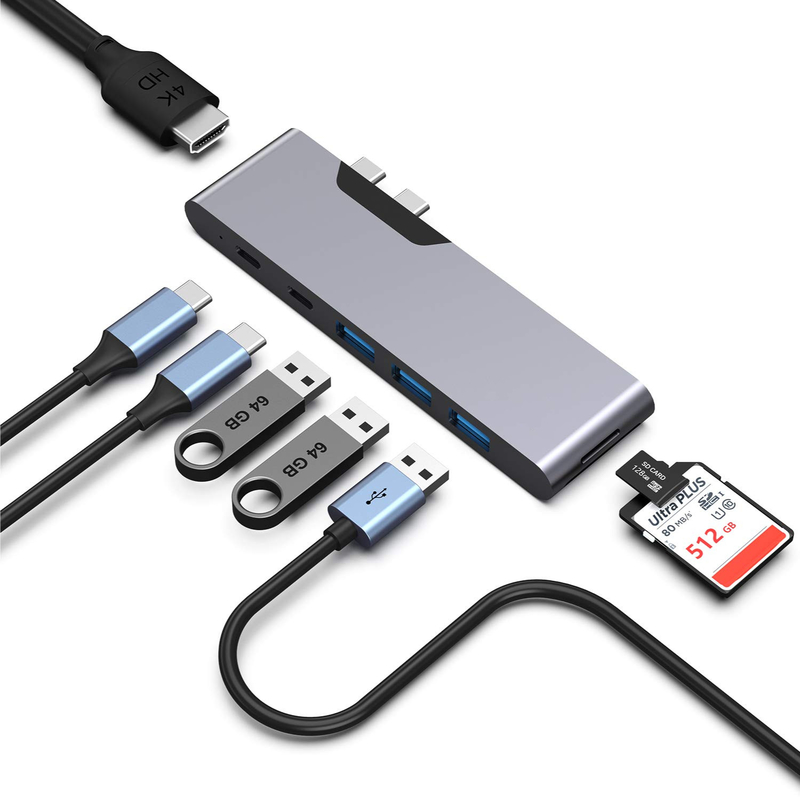 8 w 1 Dock Station Dual Usb C Adaptor zasilający Hub Czytnik kart Pro Pad Konwerter USB Hub dla Mac