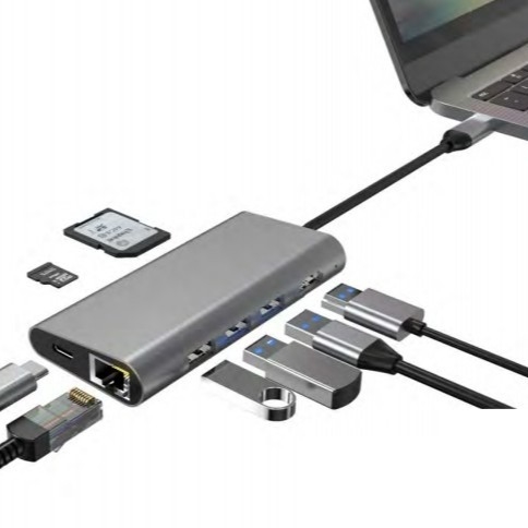 Wygodna srebrna stacja dokująca USB C z wyświetlaczem IC i portami USB 3.0