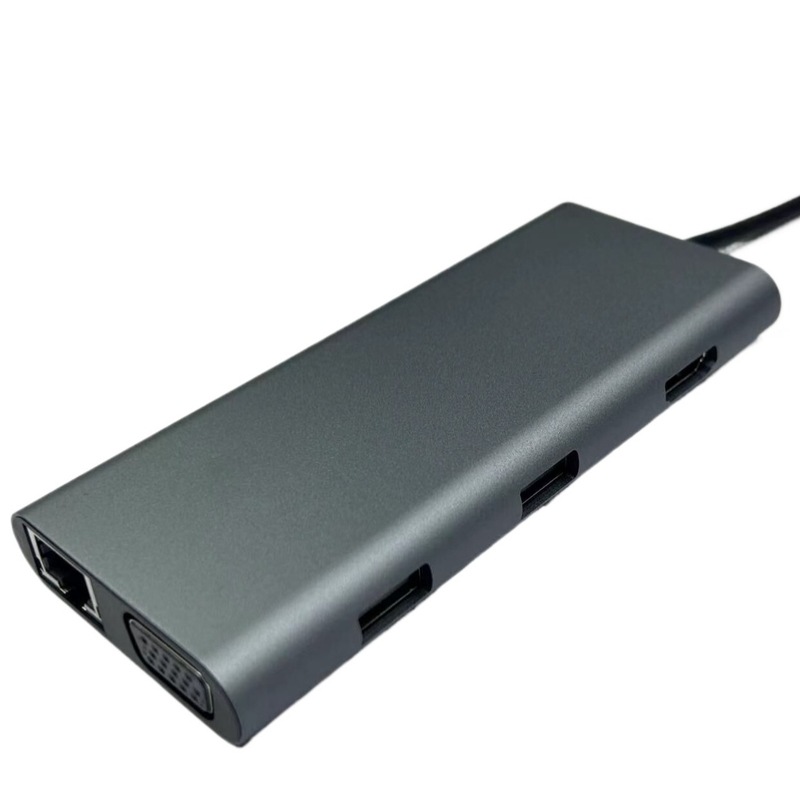 Wygodna srebrna stacja dokująca USB C z wyświetlaczem IC i portami USB 3.0