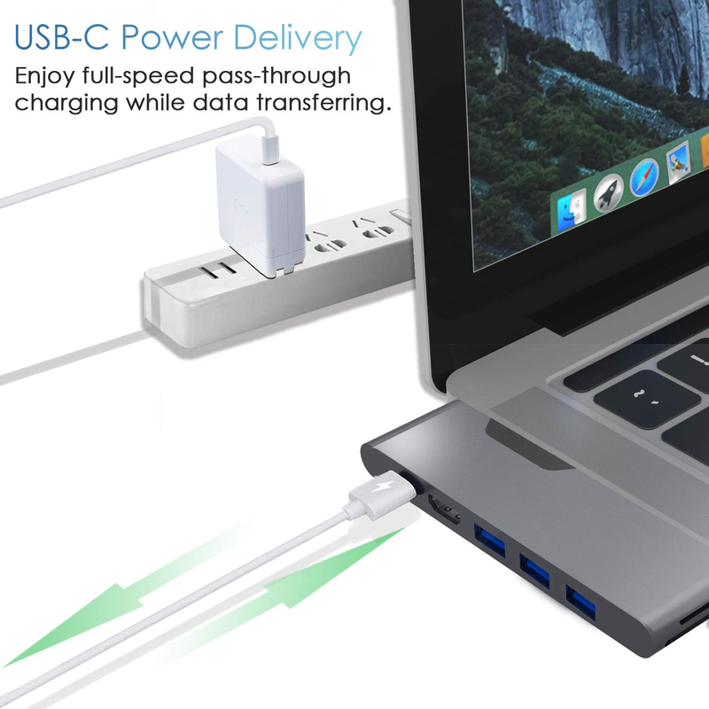 Adapter wieloportów HDMI 8 w 1 Podwójny złącze USB Typ C Hub Docking Station Sd Tf Card Reader 4k Video Usbc