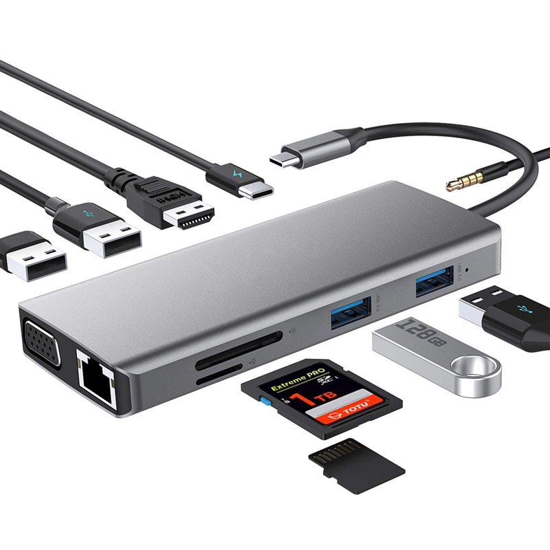 USB C Rj45 Adapter 12 w 1 USB C Hub Typ C Do PD HDMI USB3.0 USB2.0 USB-C SD TF
