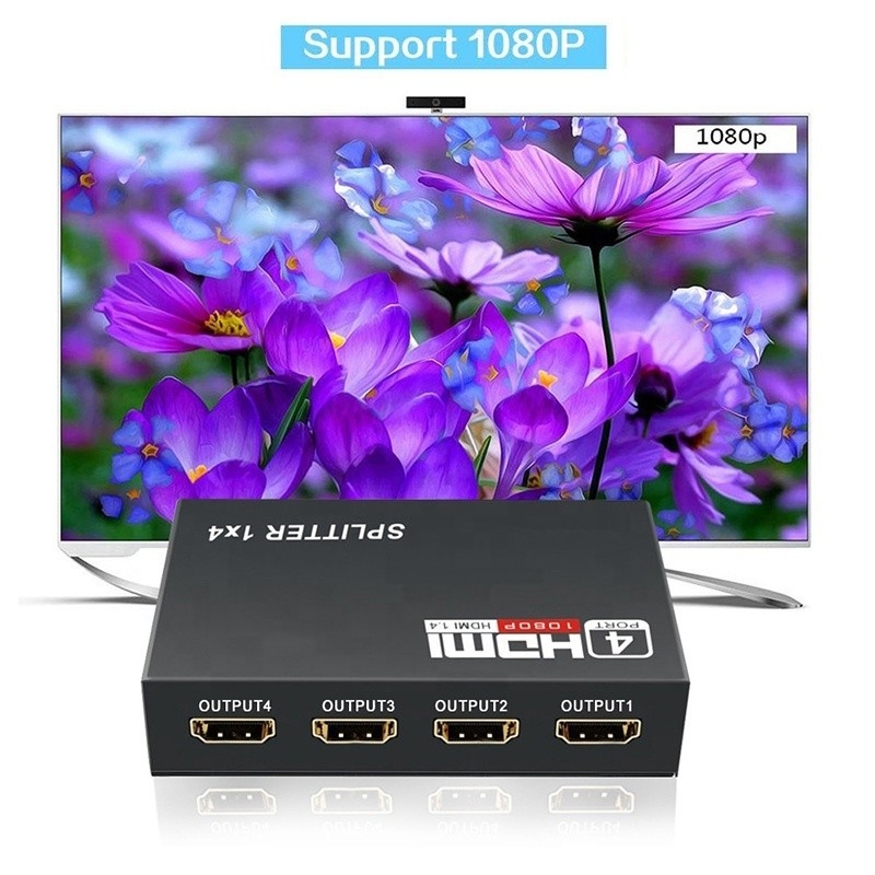 Profesjonalny HDMI Splitter 1x4 Full HD 3D 1080P 4 porty Konwerter dla telewizora Kobieta-kobieta
