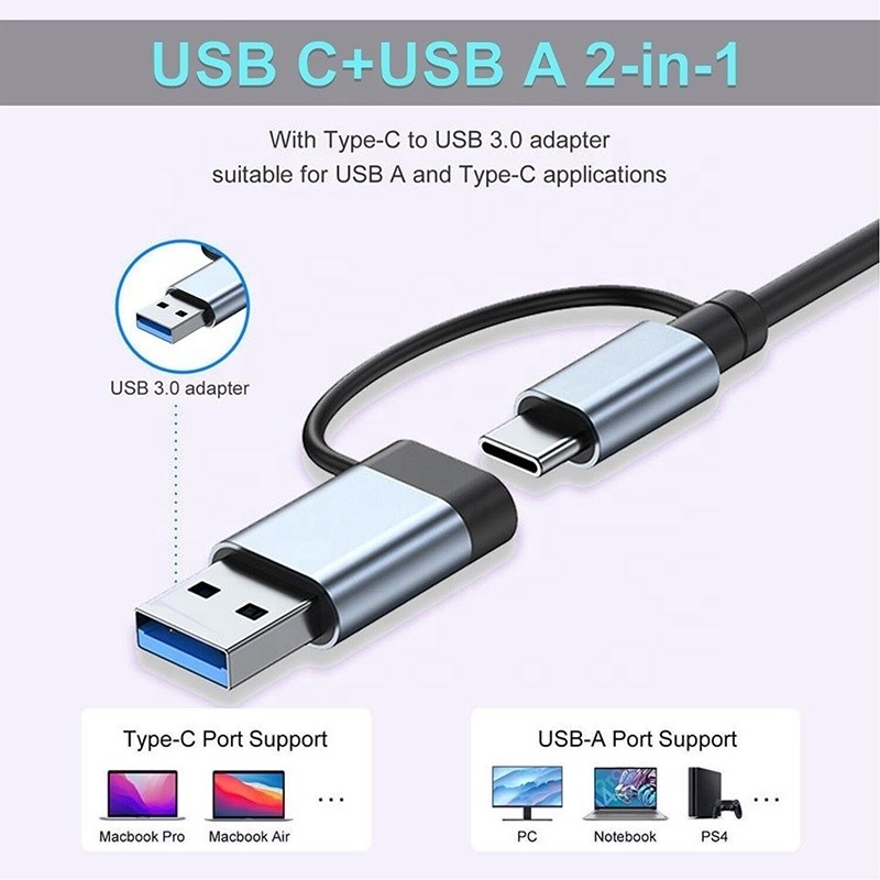 8-w-1 USB 3.0 Hub 3*USB 2.0 3.5mm Audio SD/TF Card Reader Wyjście do przesyłania danych i ładowania
