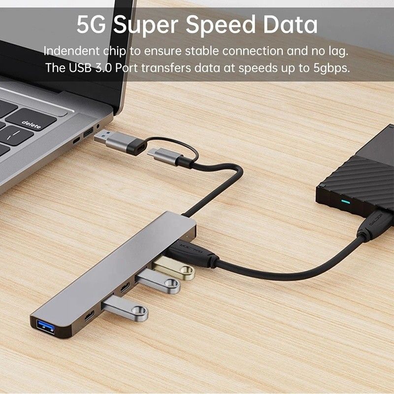 Stop aluminiowy 7 w 1 USB Splitter dla laptopa PC Desktop Akceptowalny OEM/ODM