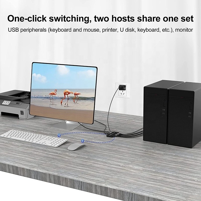 2 porty HDMI 2.1 Przełącznik KVM z USB 3.0 2 wejście 1 wyjście wskaźniki LED Kobieta-kobieta