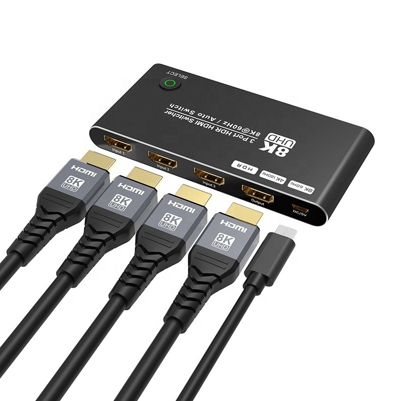 8K przełącznik HDMI 3 w 1 wsparcie 3 HDMI wejście 8K 60Hz 4K 120Hz zaawansowana technologia