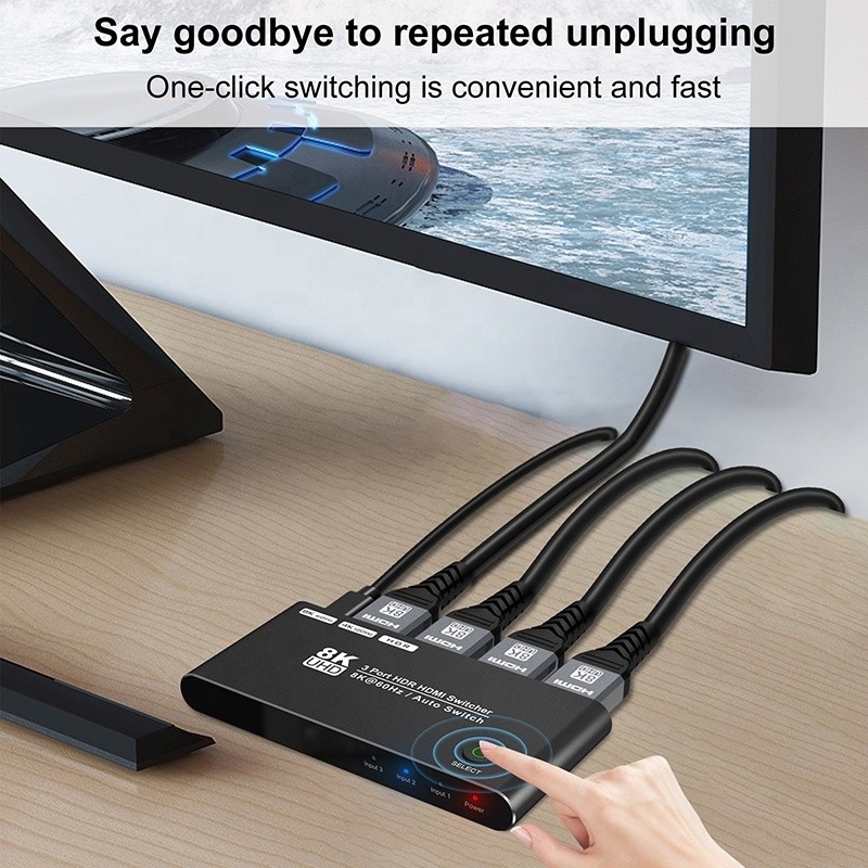 8K przełącznik HDMI 3 w 1 wsparcie 3 HDMI wejście 8K 60Hz 4K 120Hz zaawansowana technologia
