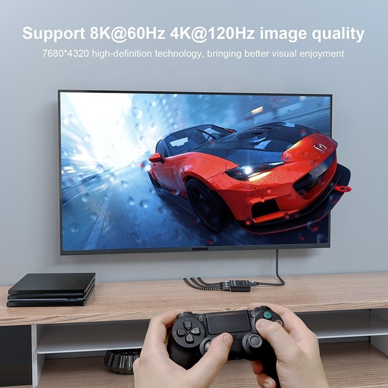 8K 120Hz HDR 3 Port HDMI Switcher 3 w 1 Out Plug Remote Converter