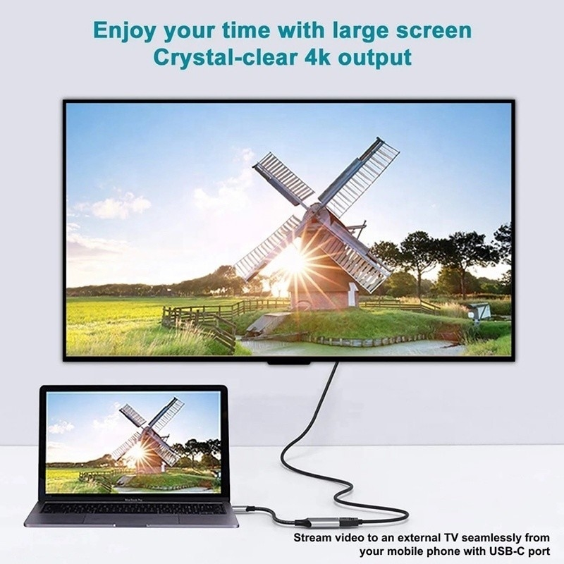 Mężczyzna-kobieta USB 3.1 Typ C do HDMI Kabel HDTV Adapter Konwerter 4K 60Hz 1080P CCA Konduktor