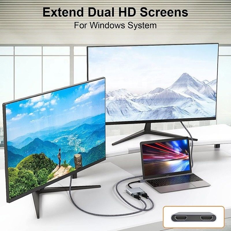 Typ C Mężczyzna do podwójnego HDMI Kobieta Thunderbolt 3 Kabel adaptera USB-C Multi-Monitor 4K 30Hz