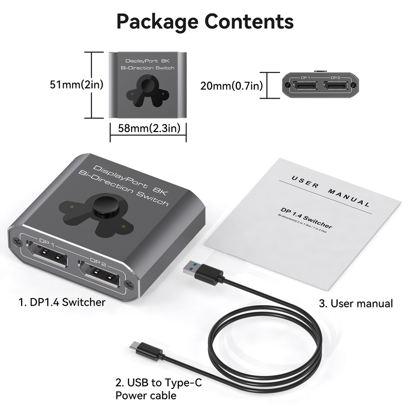 Wyświetlacz portu 8K60Hz dla łatwej obsługi i szybkiego przełączania DP 1.4