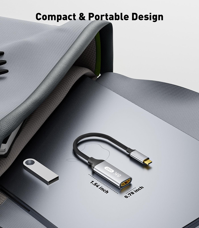 Długość niestandardowa Szary USB-C do HDMI 2.1 Adapter 8K 60Hz do prędkości USB Typ C 3.1 Laptopy