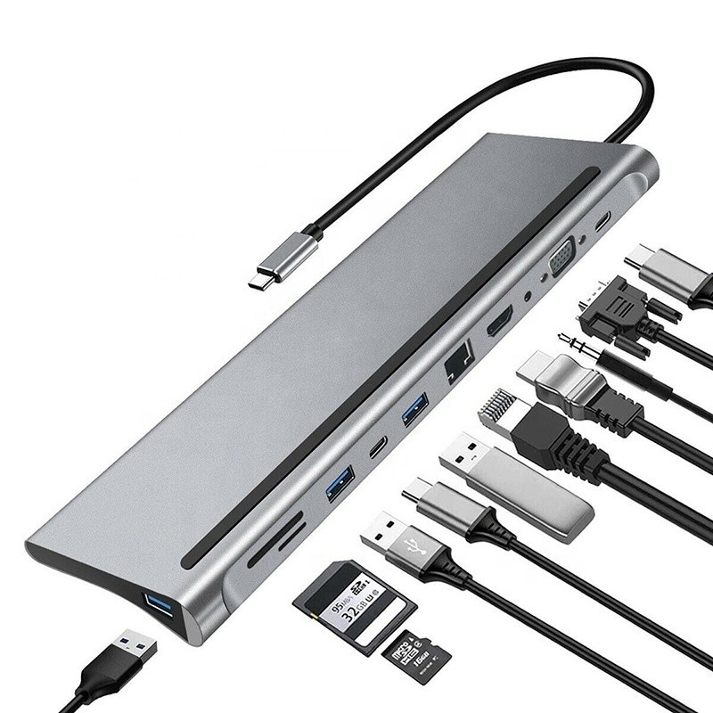 11 w 1 Wieloport USB C USB-C Typ-C PD 4K HDTV Hub Adapter Docking Station Z RJ45