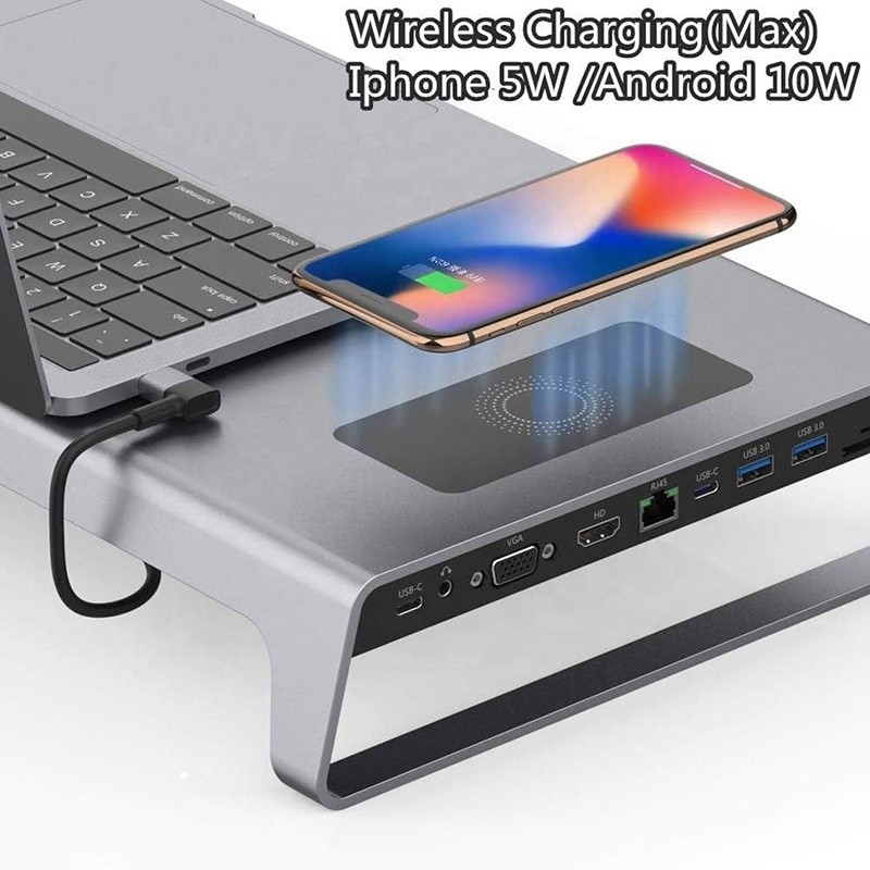 TYPE-C Mężczyzna 11 w 1 węzło komputerowy laptop Adapter stacji dokującej z 1000Mbps RJ45 i USB-C PD