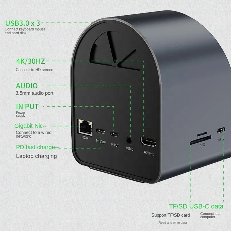 USB 3.1 10 w 1 Type-C Multiport Docking Station Hub z Gigabit Ethernet i 4K HD HDMI