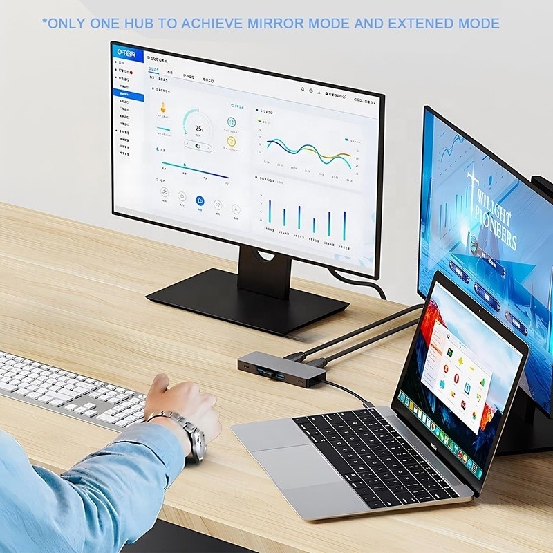 10 w 1 USB C Hub Do Dual HDMI 4K 60Hz Adapter Dock z USB 3.0 Ethernet RJ45 1000Mbps