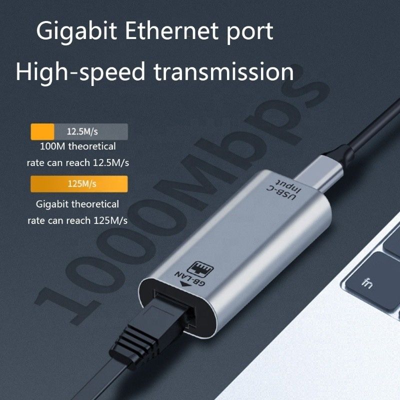 USB C Adapter z portem Ethernet 10/100/1000 Mbps Prędkość szybkiego połączenia sieciowego