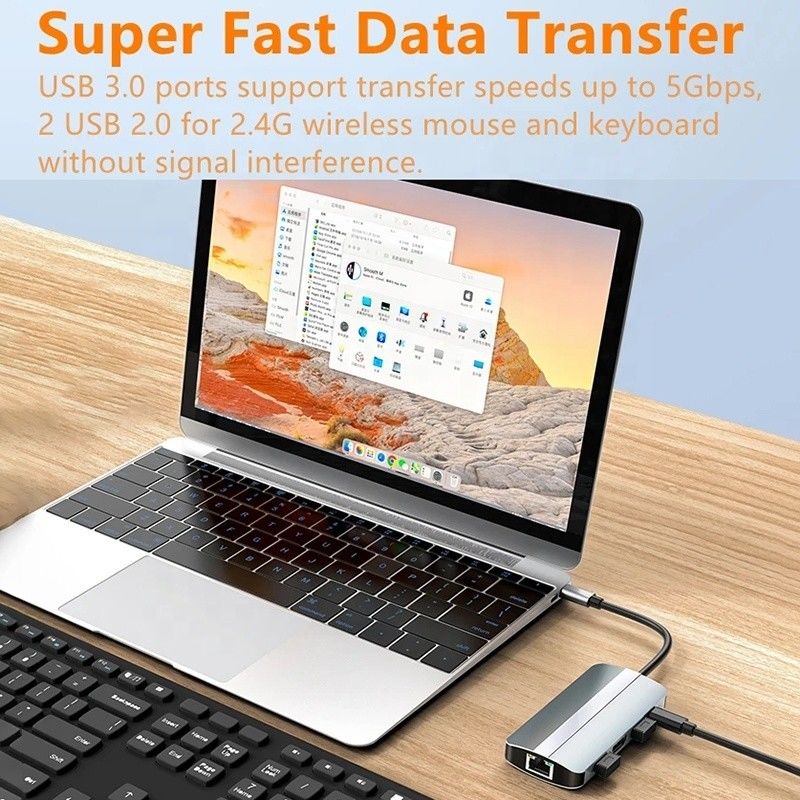 Mac Notebook 9 w 1 Type-C USB-C Hub z HDTV Multi Port Docking Station Adapter