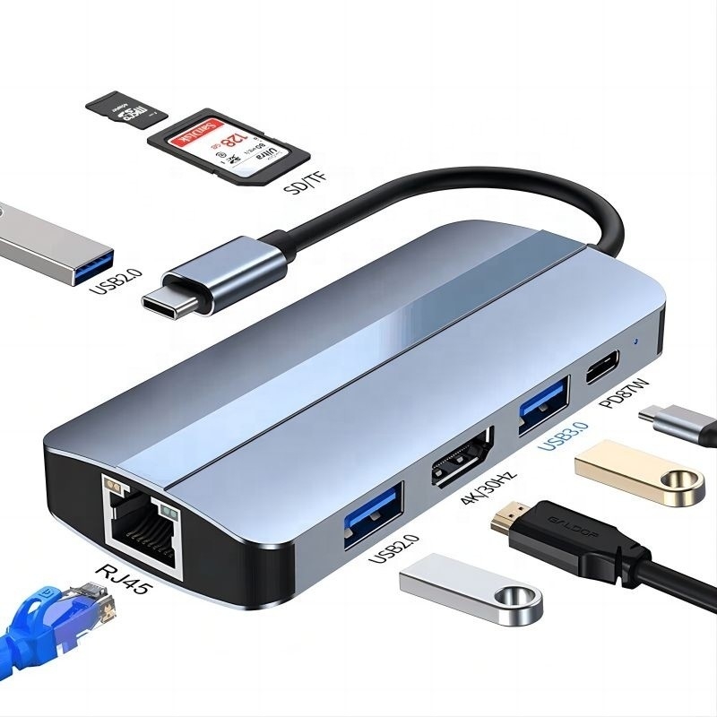 USB C Typ C Hub Multiport Dock Station z funkcją sieci ładowania transmisji wideo