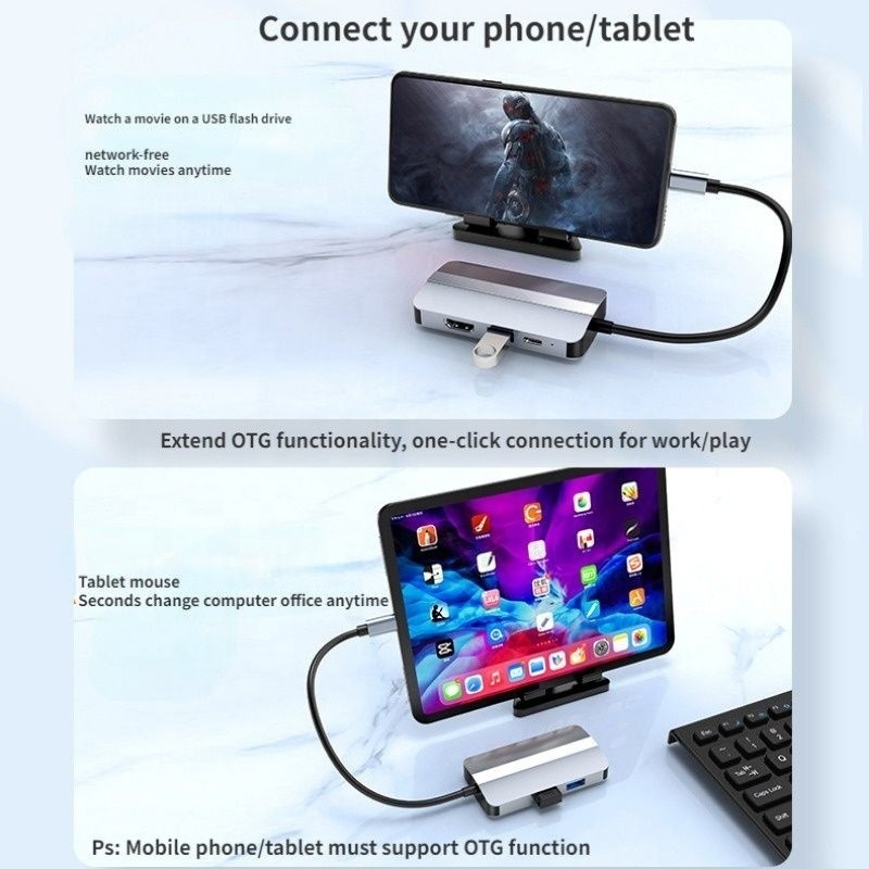 USB C Typ C Hub Multiport Dock Station z funkcją sieci ładowania transmisji wideo