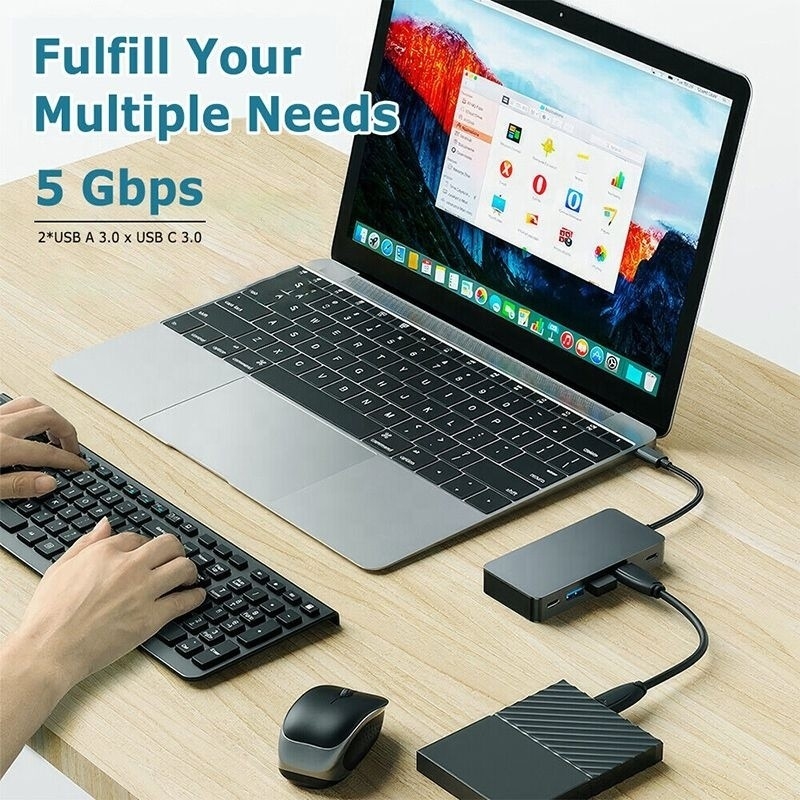 4K 30Hz Dual HDMI USB 3.0 Adapter Docking Station 7 w 1 Multiport USB C Type C Hub