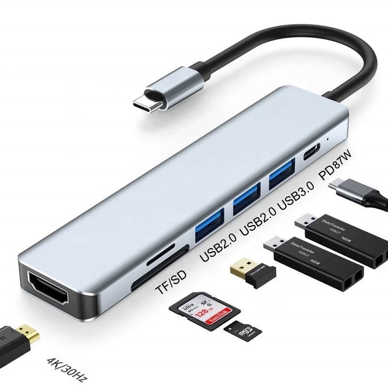 Adapter wielofunkcyjny typu C typu C-Hub do ładowania, przesyłania danych i wyjścia wideo