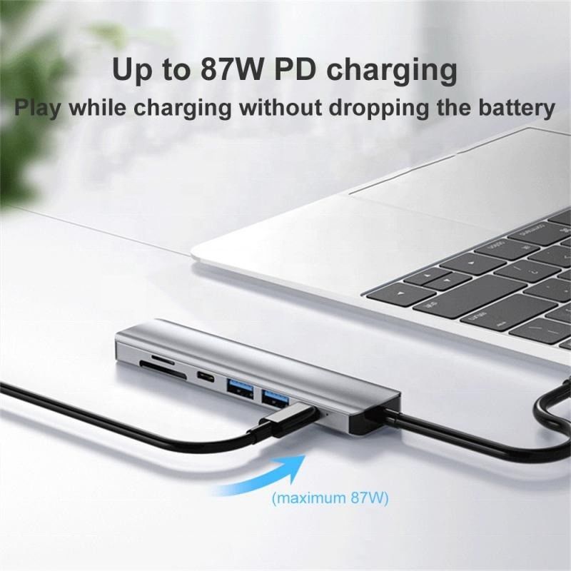 Szary 7 w 1 USB C do HDMI Adapter Hub Dock z 4K HD HDMI PD SD TF SD / TF Card Reader