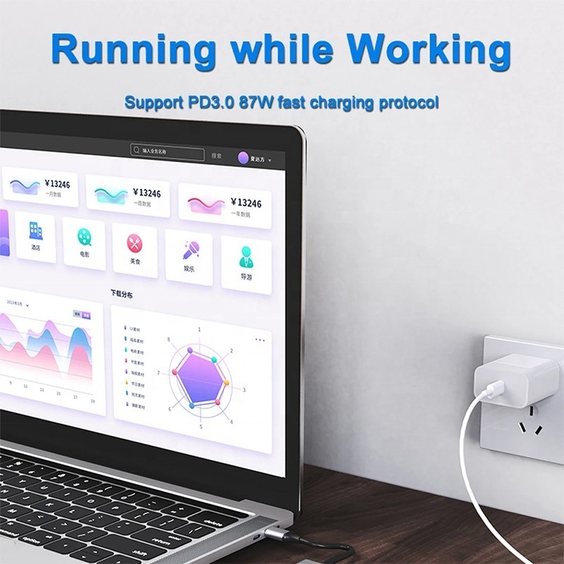 7 w 1 USB C USB-C Hub Do Macbooka Szary HDMI USB 3.0 USB2.0 RJ45 SD/TF Card Reader PD wyjście