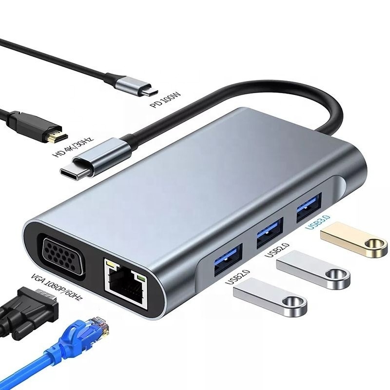 11 w 1 USB-C Hub Typ C do HDMI USB3.0 USB2.0 SD TF Adapter Hub z czytnikiem kart