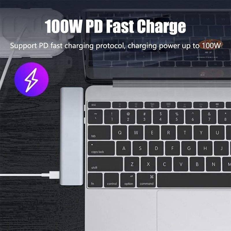 Adapter USB C typu C 7-w-1 Multiport Dock Hub z wyjściem HDMI USB 3.0 USB 2.0 SD/TF PD